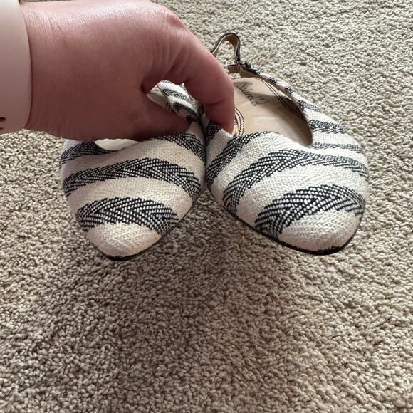 Splendid Black & Cream Natural Canvas Stripe Slingback Flats Size 8.5 Open Back - Picture 3 of 13